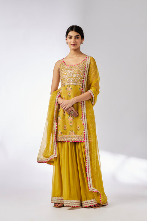 Chhaya Strappy Sharara Set - Mustard